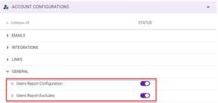 Image of Users report configuration options